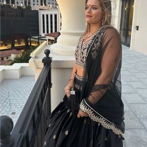 Black and gold lehenga